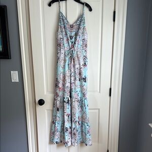 Floral Maxi Dress in Blue and White